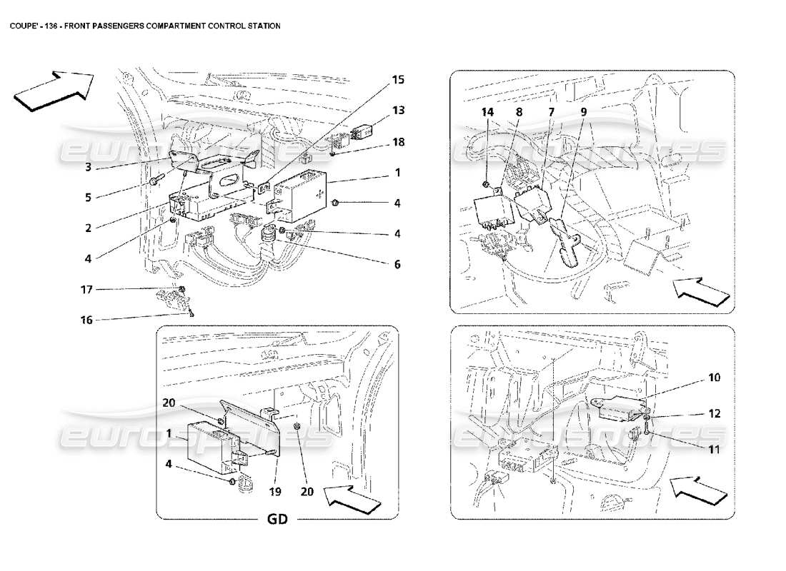 a part diagram from the maserati 4200 coupe (2002) parts catalogue