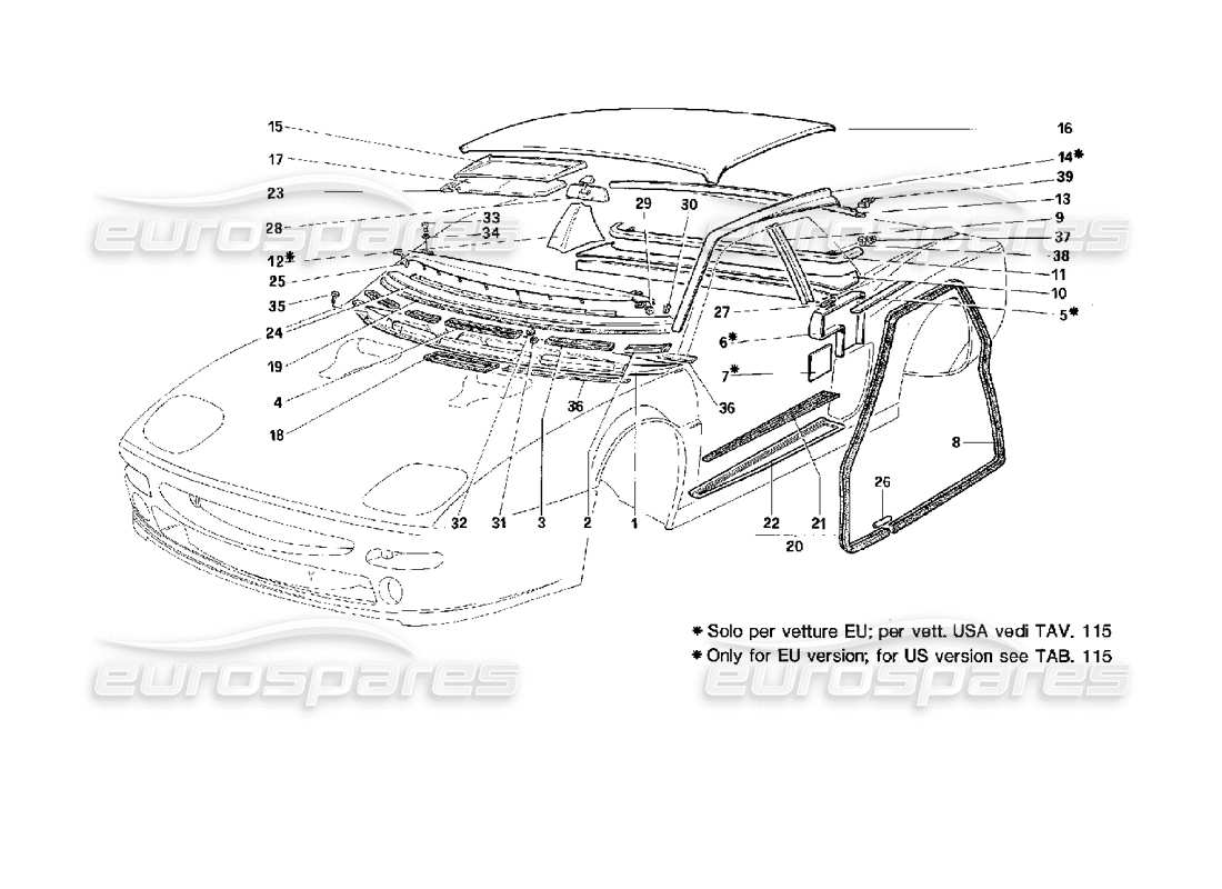 a part diagram from the ferrari 512 parts catalogue