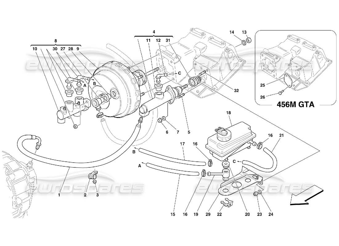 a part diagram from the ferrari 456 m gt/m gta parts catalogue