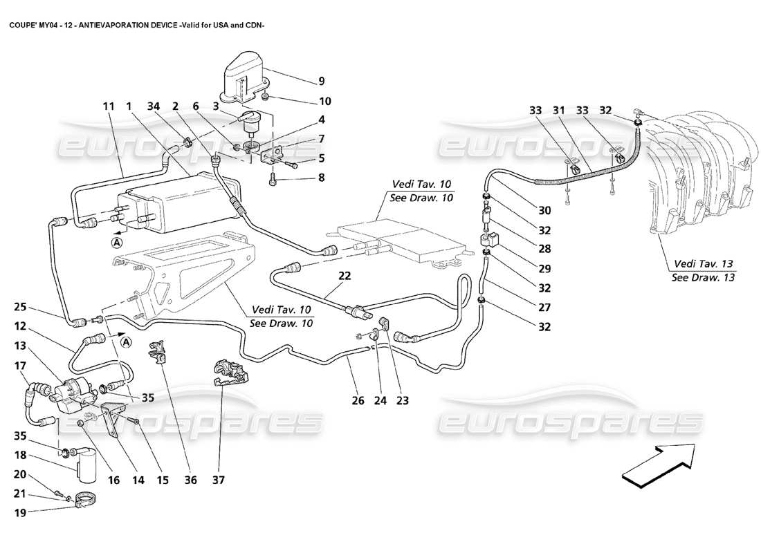 a part diagram from the maserati 4200 parts catalogue