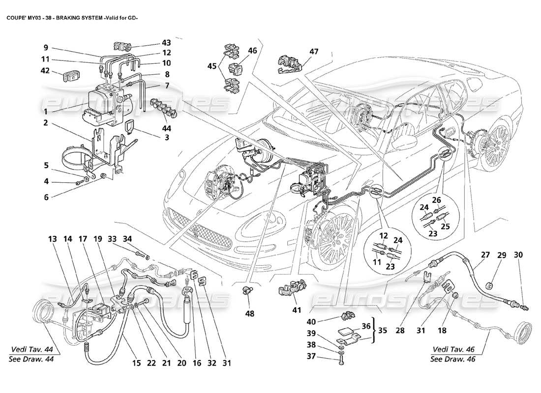 maserati 4200 coupe (2003) braking system - valid for gd parts diagram