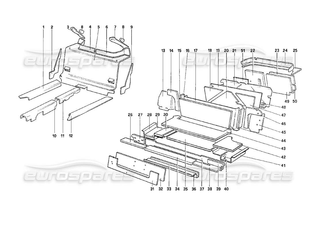 a part diagram from the ferrari 208 turbo (1989) parts catalogue