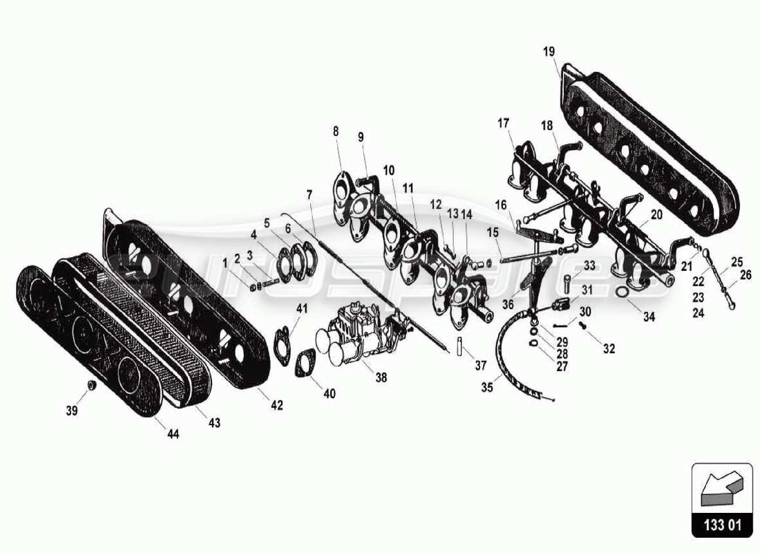 a part diagram from the lamborghini 350 parts catalogue