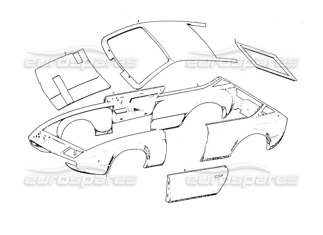 a part diagram from the maserati khamsin parts catalogue