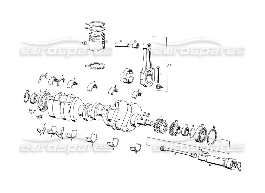 a part diagram from the maserati khamsin parts catalogue