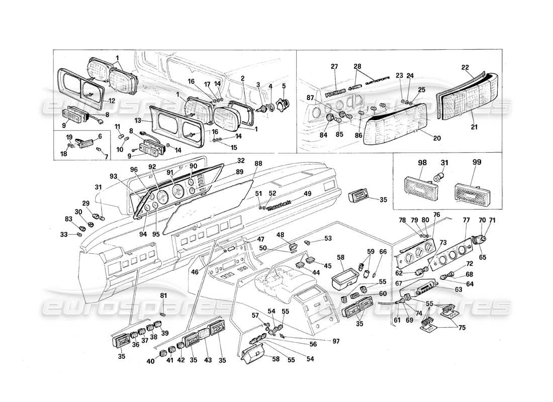 a part diagram from the maserati quattroporte (1967-1979) parts catalogue