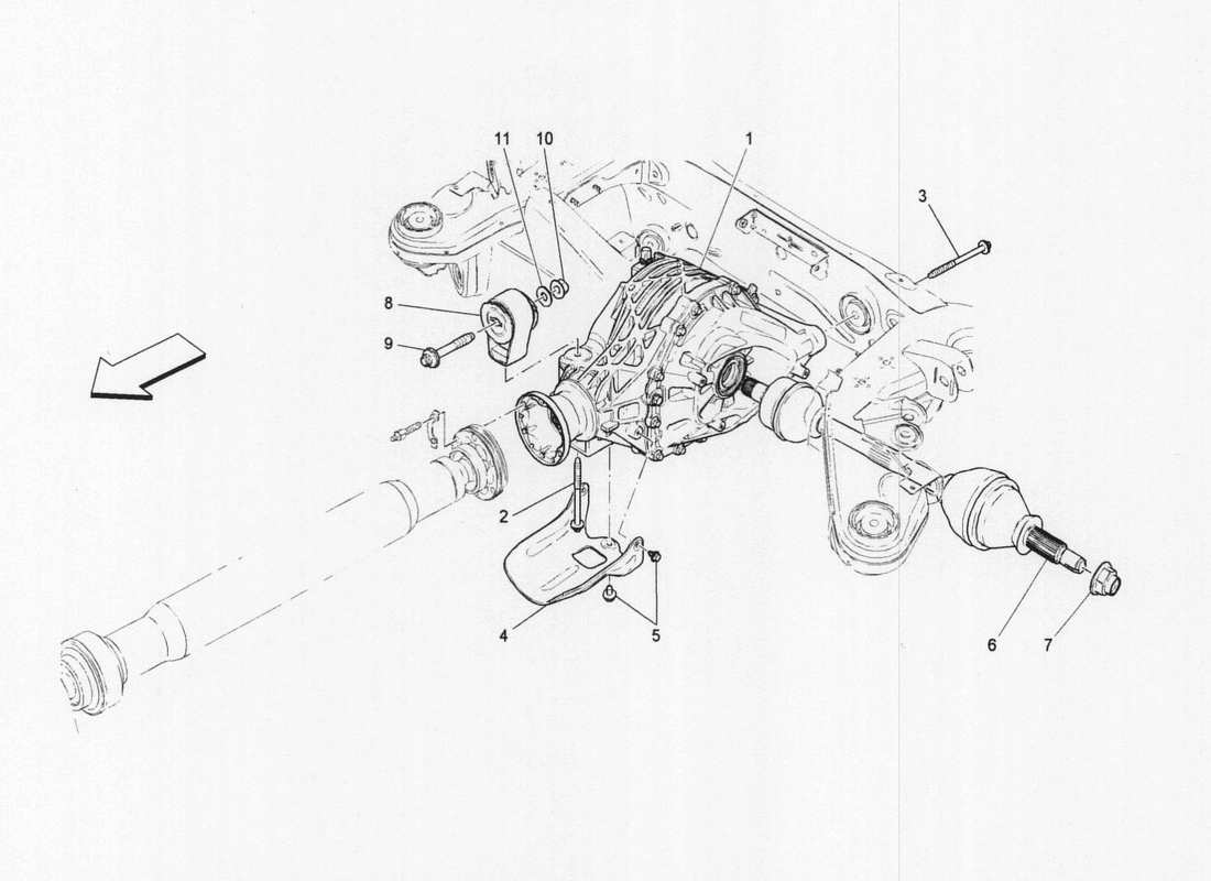 a part diagram from the maserati quattroporte m156 (2014 onwards) parts catalogue