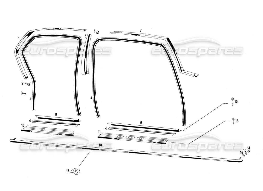 a part diagram from the maserati quattroporte (1967-1979) parts catalogue