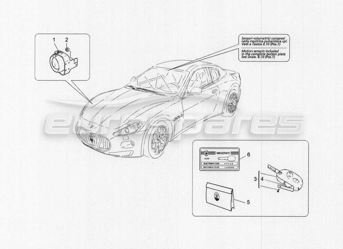 a part diagram from the maserati granturismo special edition parts catalogue