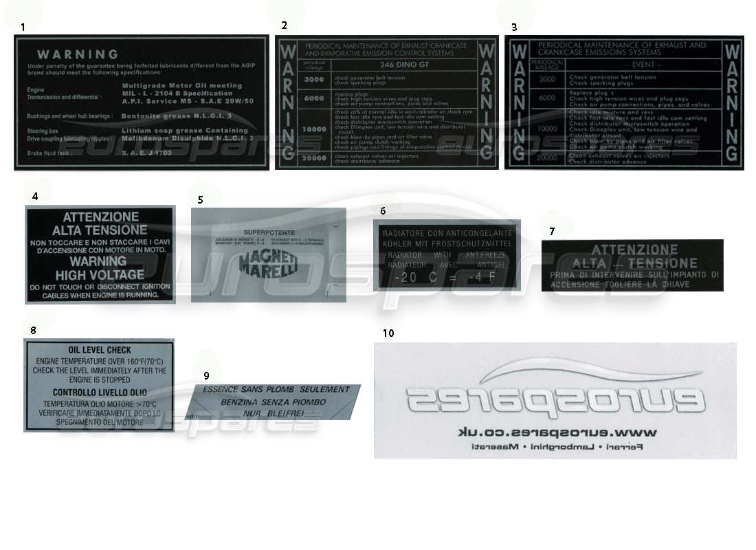 a part diagram from the ferrari miscellaneous parts catalogue