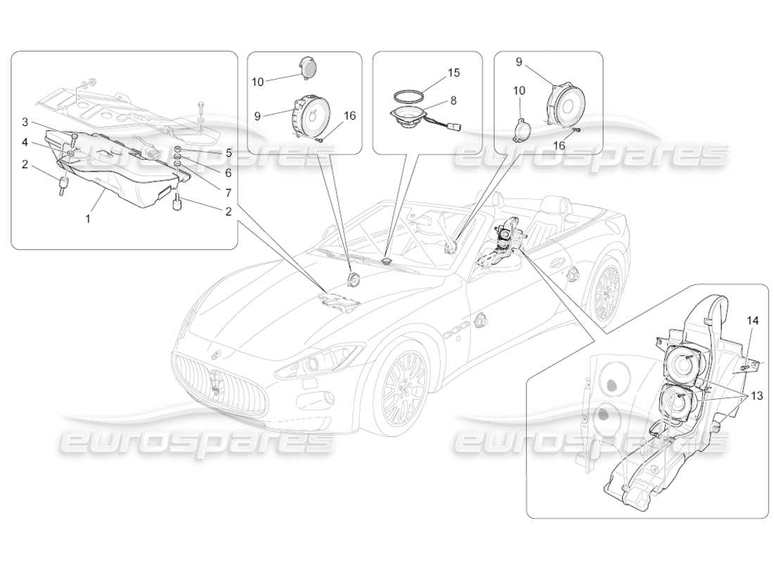 a part diagram from the maserati grancabrio parts catalogue