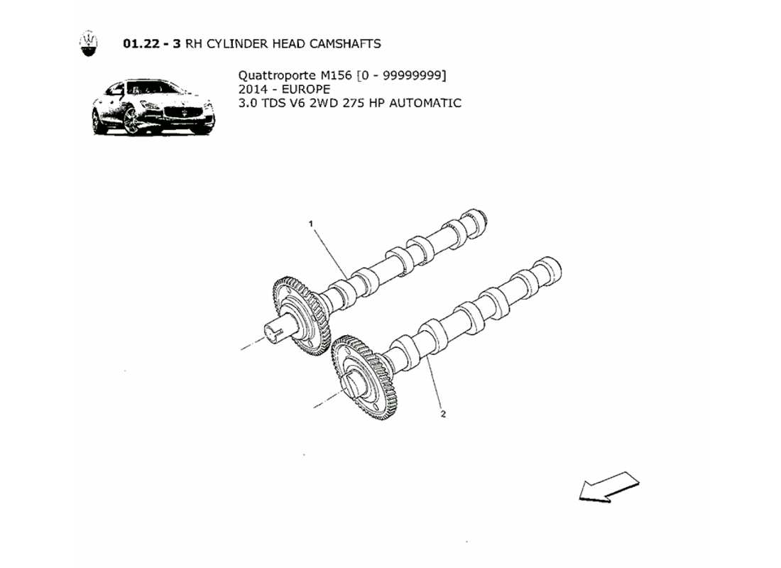 a part diagram from the maserati quattroporte m156 (2014 onwards) parts catalogue