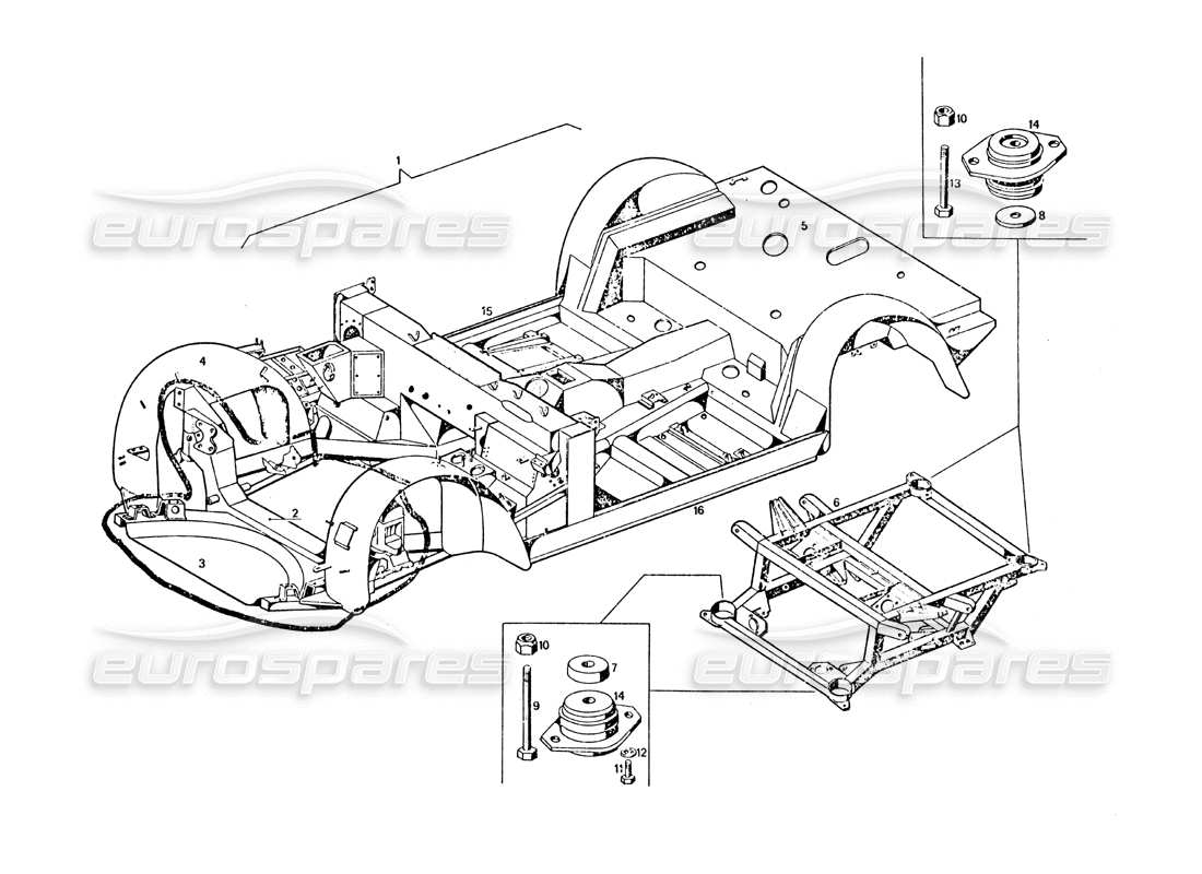 a part diagram from the maserati khamsin parts catalogue