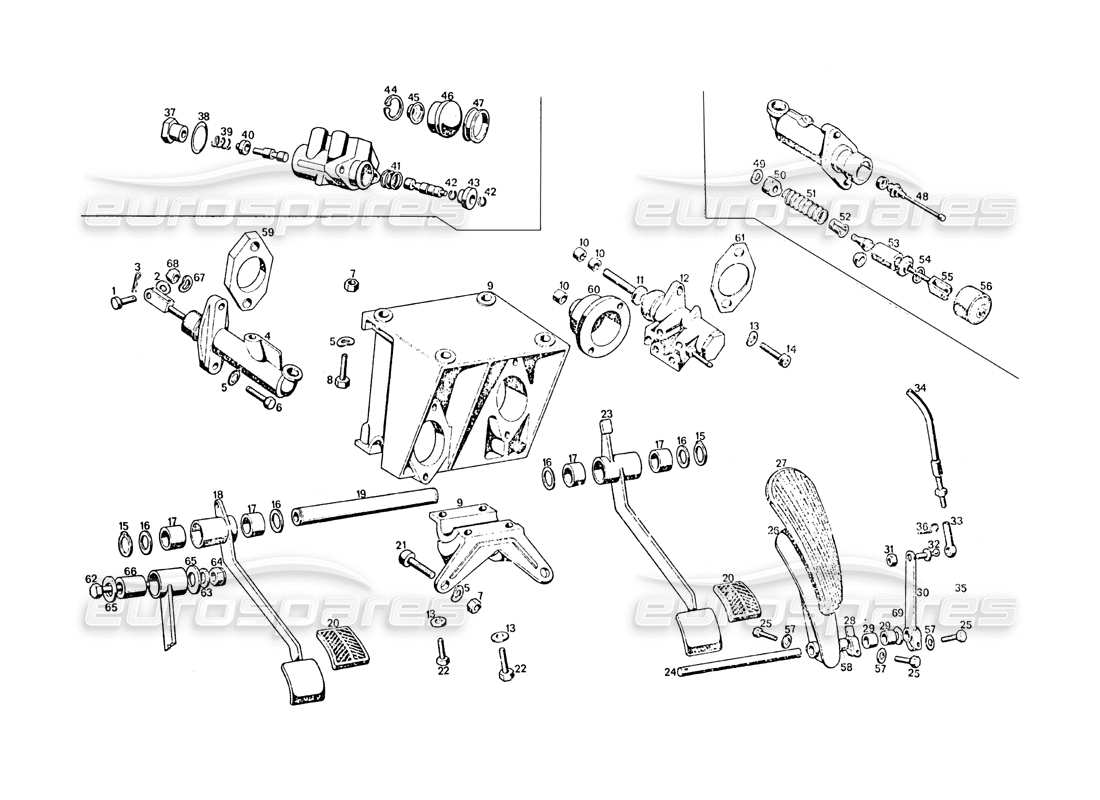 a part diagram from the maserati khamsin parts catalogue