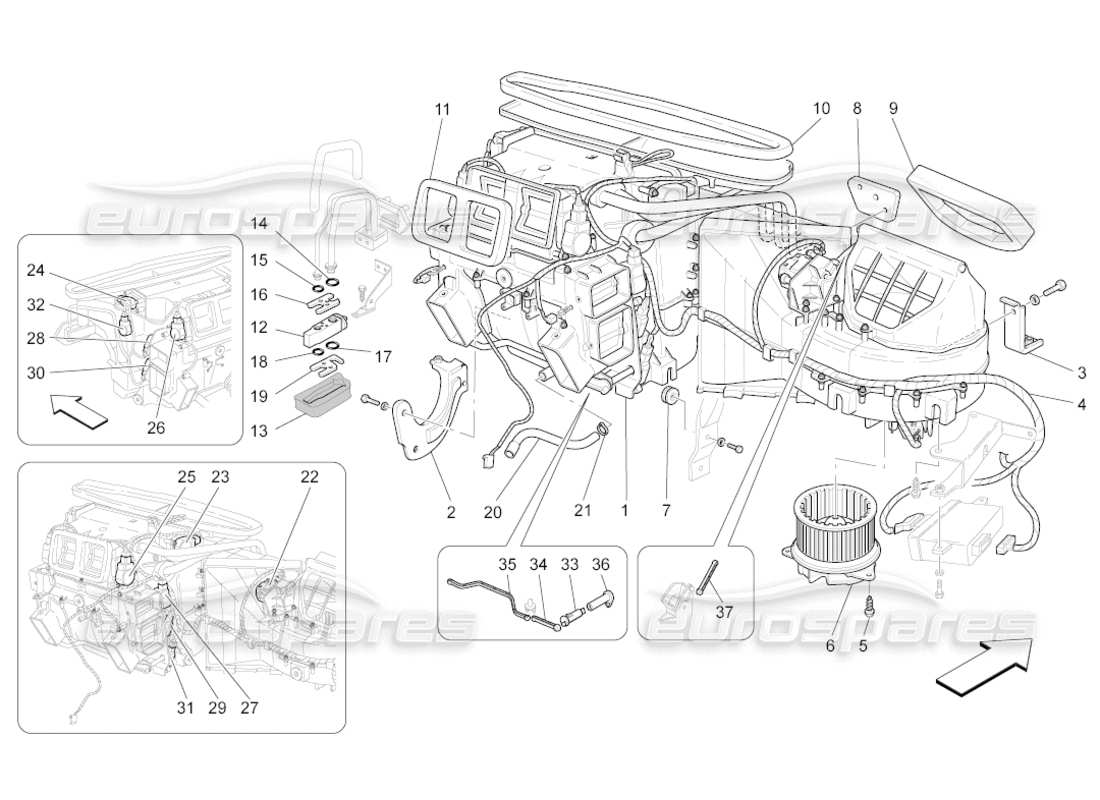 a part diagram from the maserati grancabrio parts catalogue