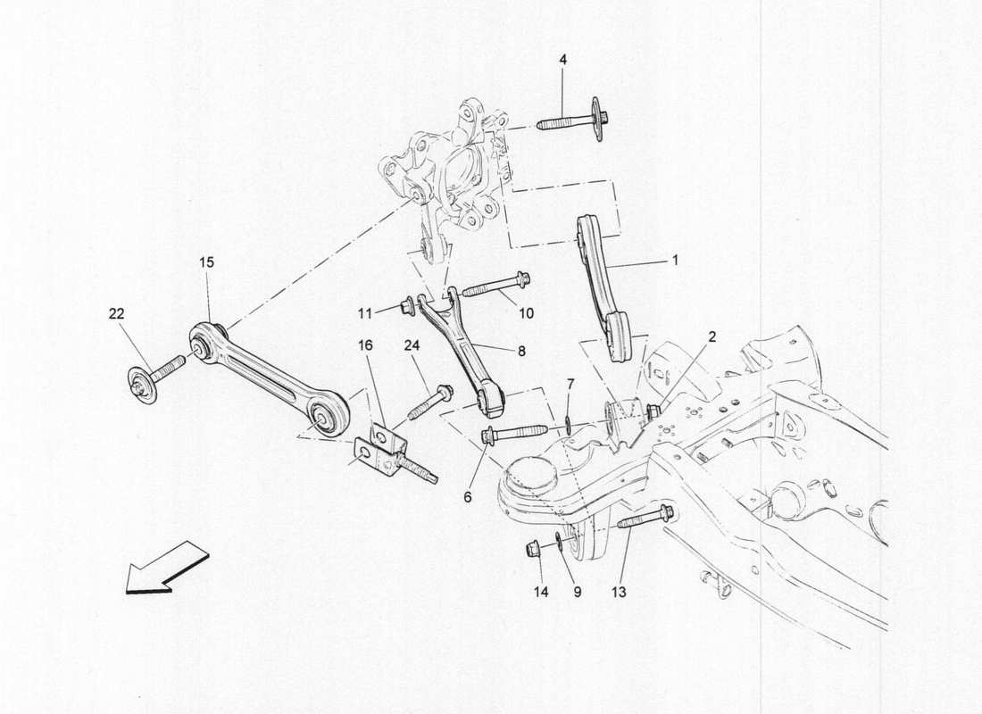 a part diagram from the maserati quattroporte m156 (2014 onwards) parts catalogue