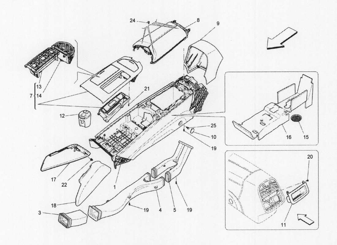 a part diagram from the maserati quattroporte m156 (2014 onwards) parts catalogue