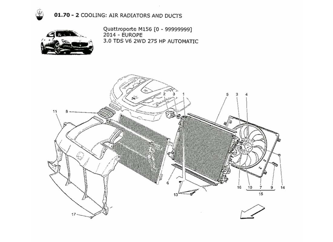 a part diagram from the maserati qtp. v6 3.0 tds 275bhp 2014 parts catalogue