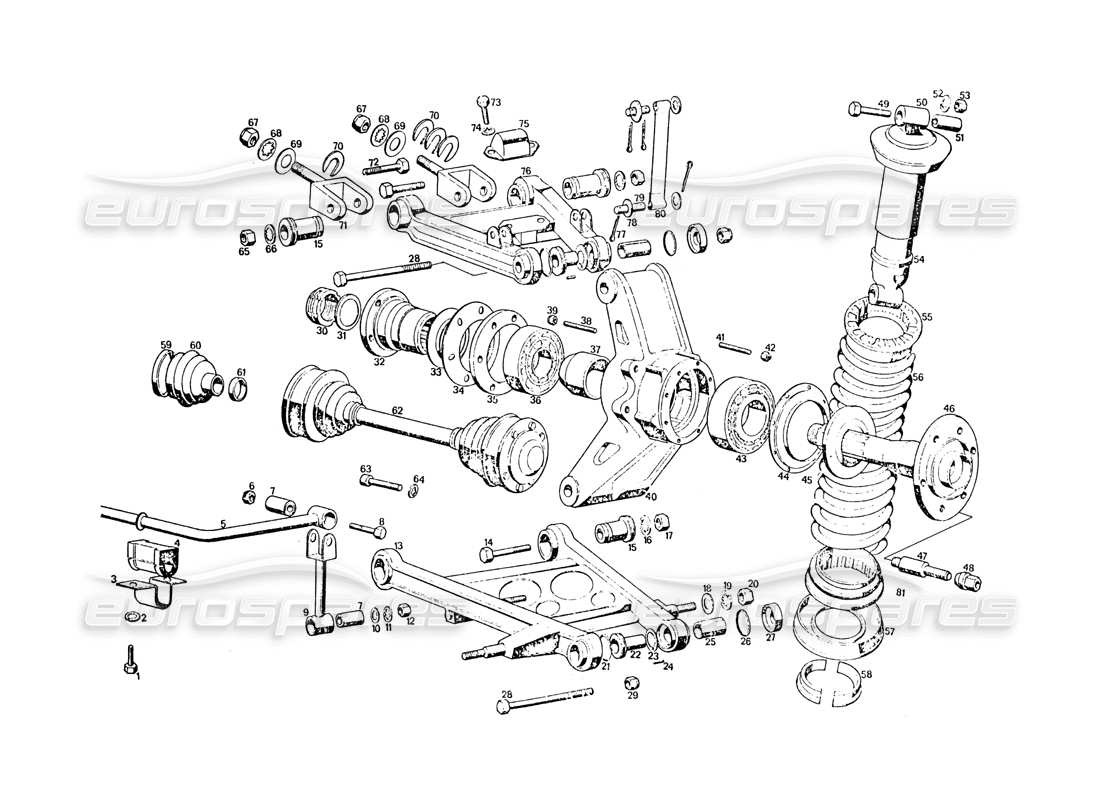 a part diagram from the maserati khamsin parts catalogue