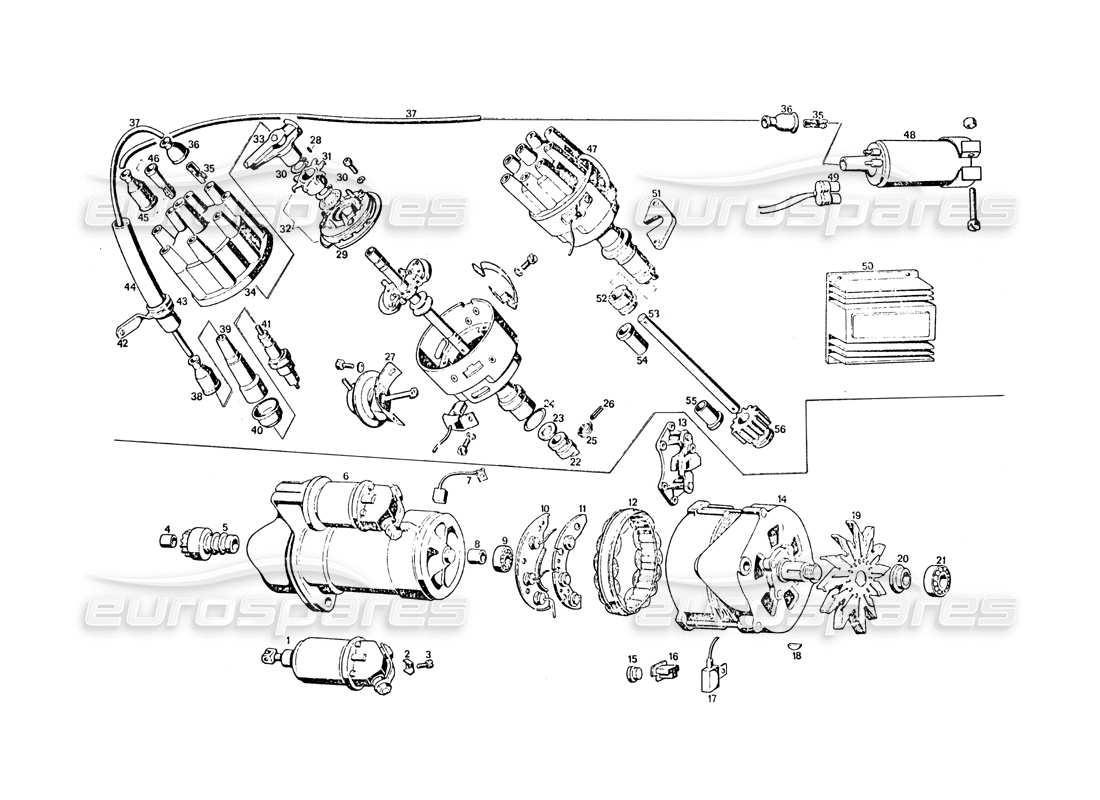 a part diagram from the maserati khamsin parts catalogue