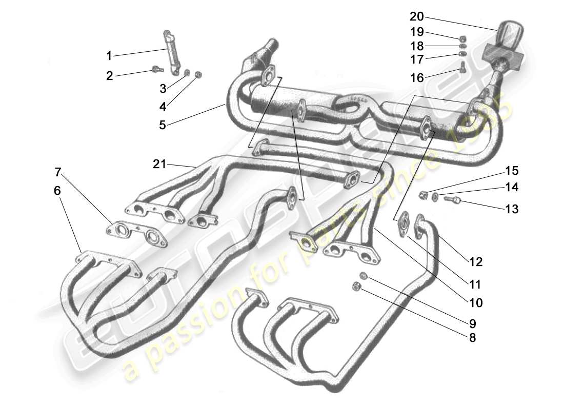 VIEW PARTS DIAGRAMS FROM THE LAMBORGHINI MIURA PARTS CATALOGUE a part diagram from the lamborghini miura parts catalogue