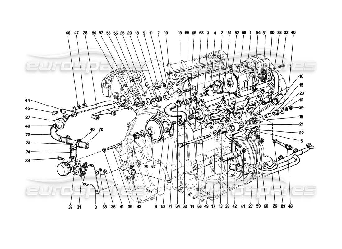 a part diagram from the ferrari 308 gtb (1980) parts catalogue