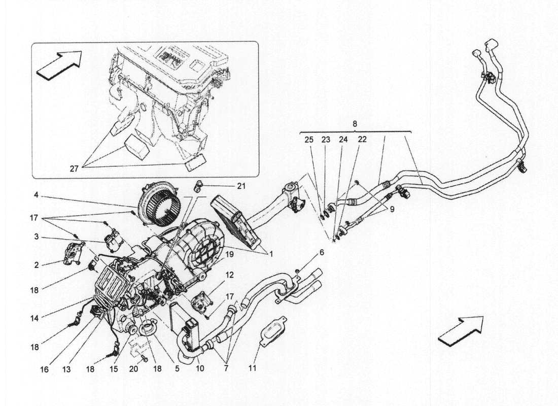 a part diagram from the maserati quattroporte m156 (2014 onwards) parts catalogue