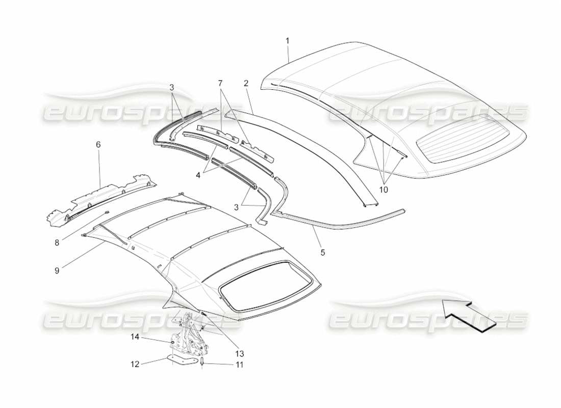 a part diagram from the maserati grancabrio parts catalogue