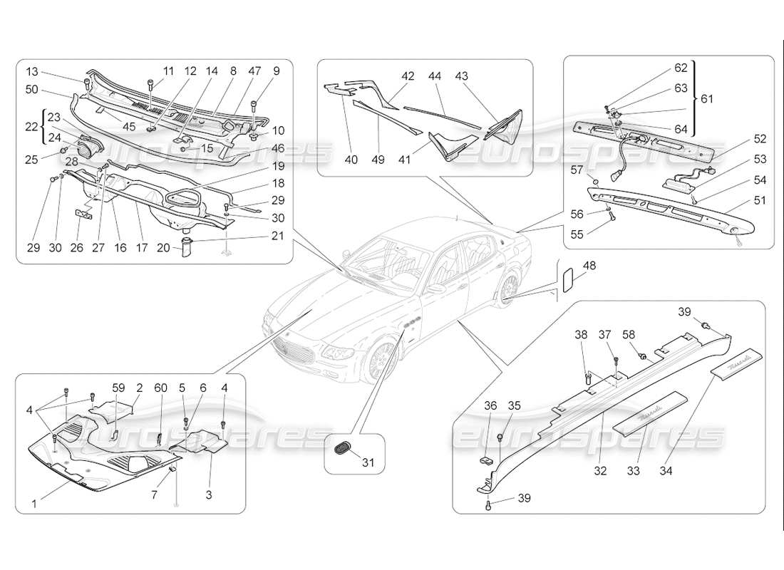 a part diagram from the maserati quattroporte m139 (2005-2013) parts catalogue