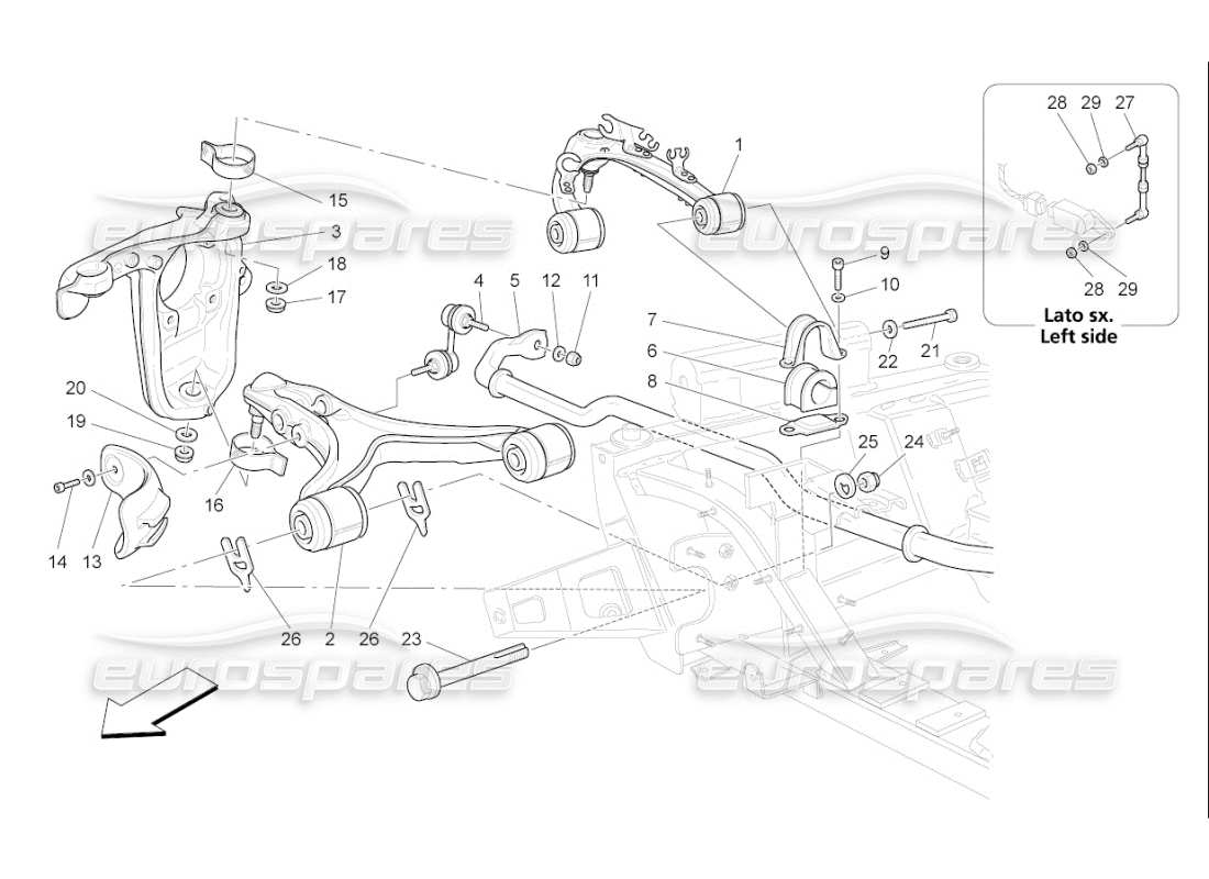 maserati qtp. (2009) 4.7 auto front suspension parts diagram