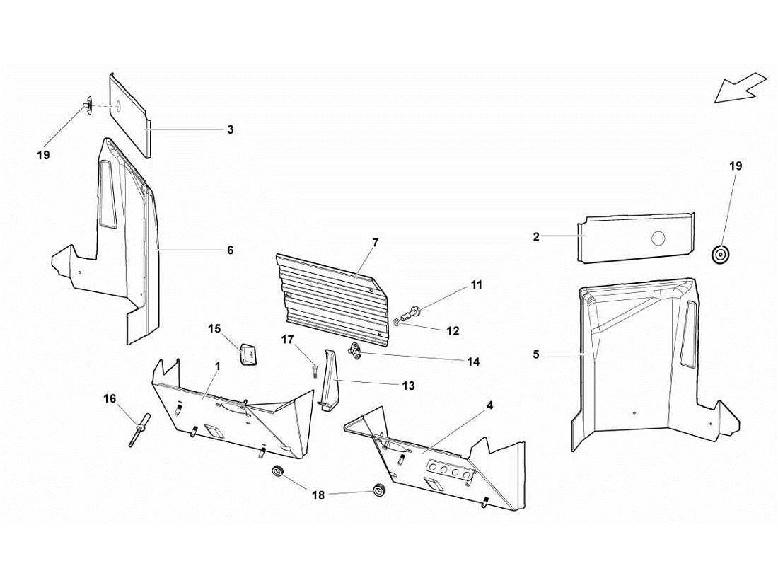 lamborghini gallardo lp570-4s perform center frame elements parts diagram