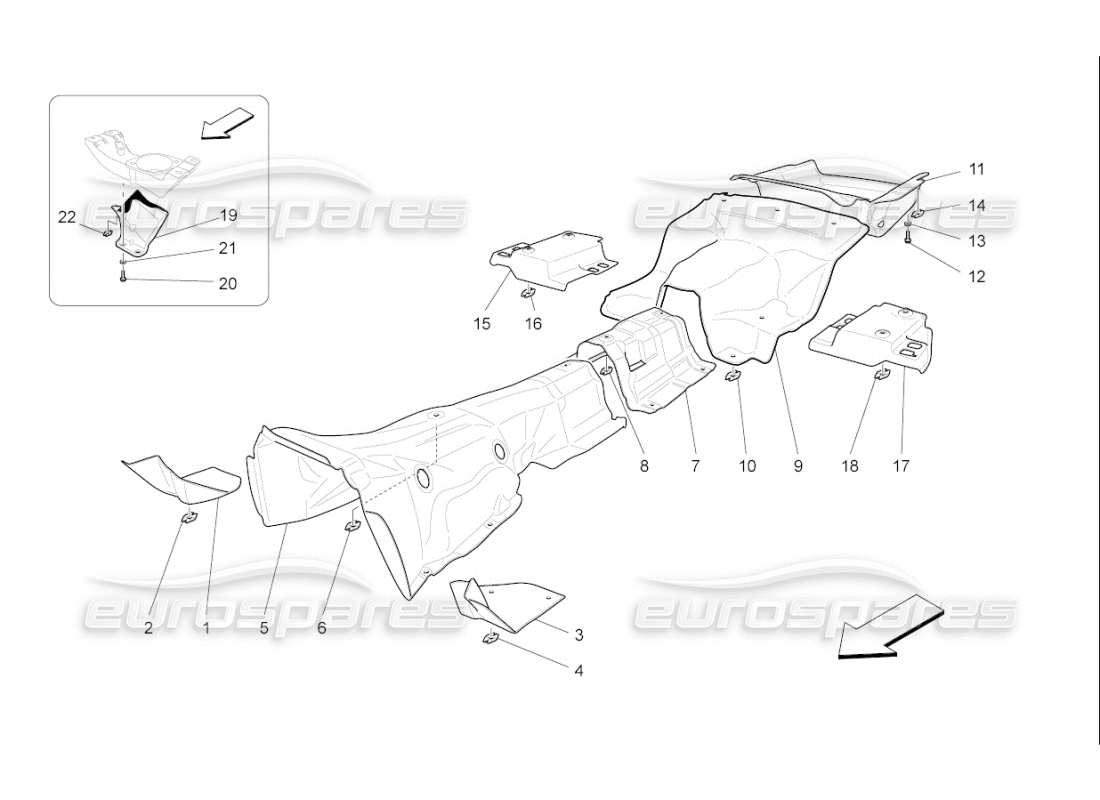 maserati qtp. (2009) 4.7 auto thermal insulating panels inside the vehicle parts diagram