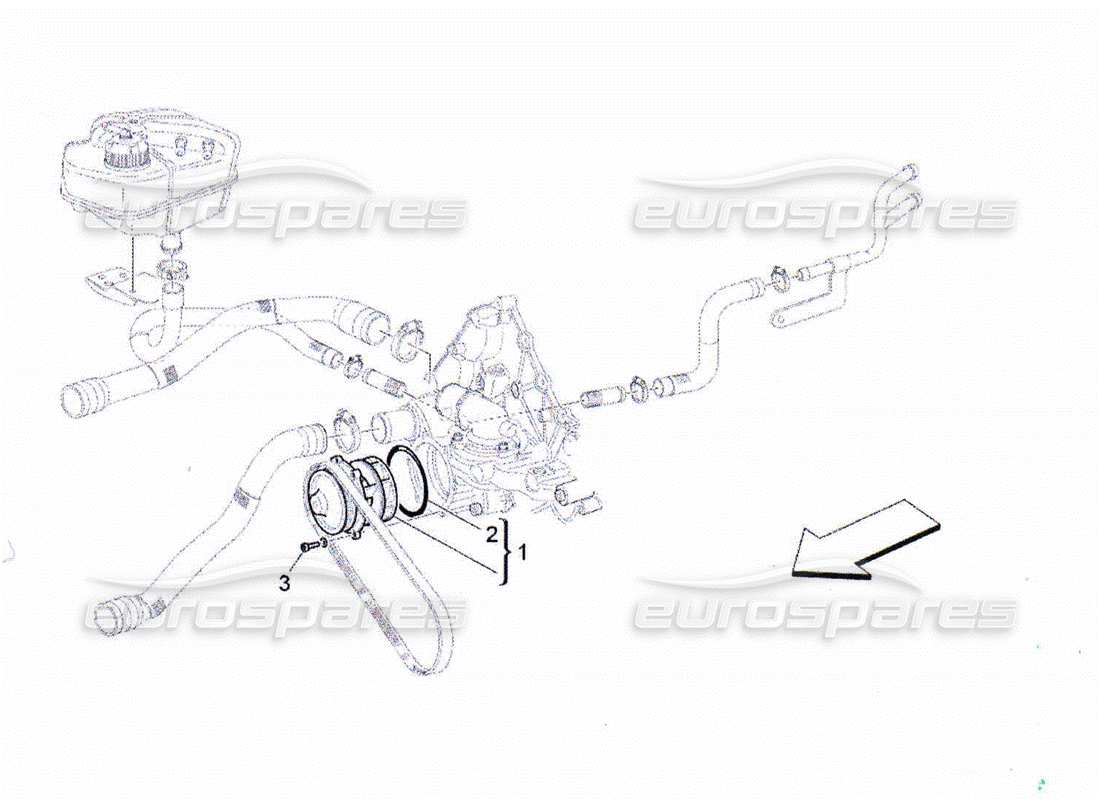 maserati qtp. (2010) 4.2 cooling system: water pump parts diagram