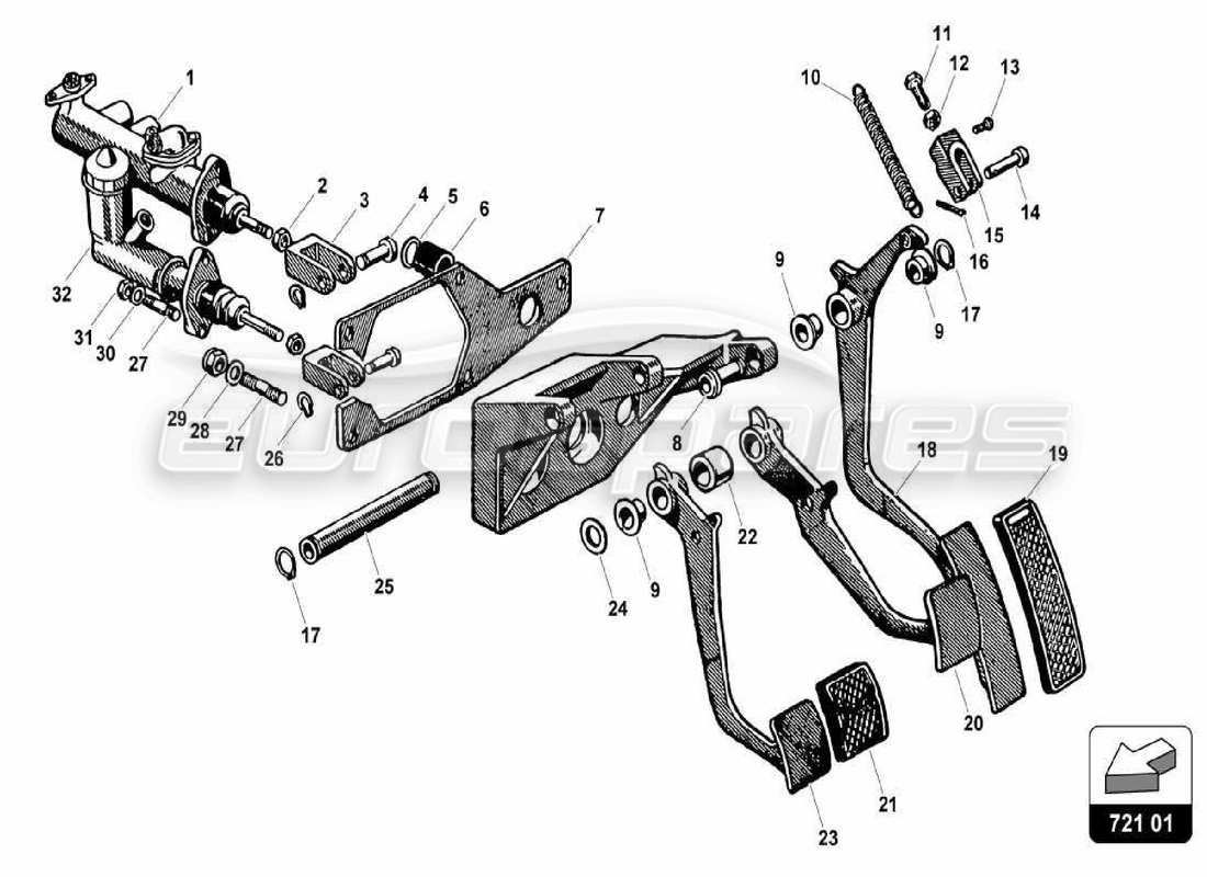 lamborghini 350 gt pedalbox assembly parts diagram