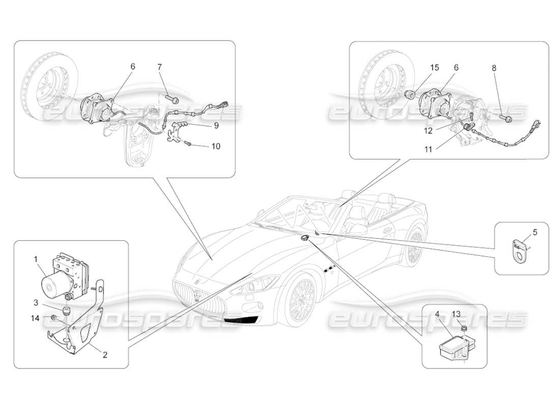 maserati grancabrio (2011) 4.7 braking control systems part diagram