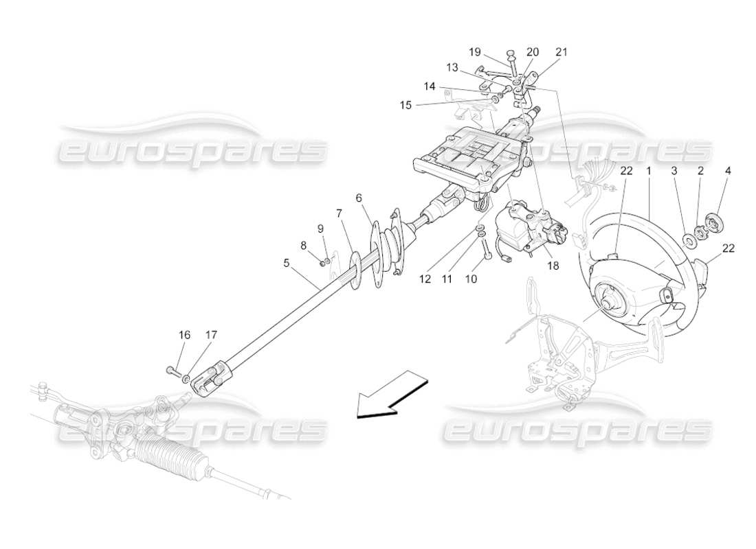 maserati grancabrio (2011) 4.7 steering column and steering wheel unit part diagram