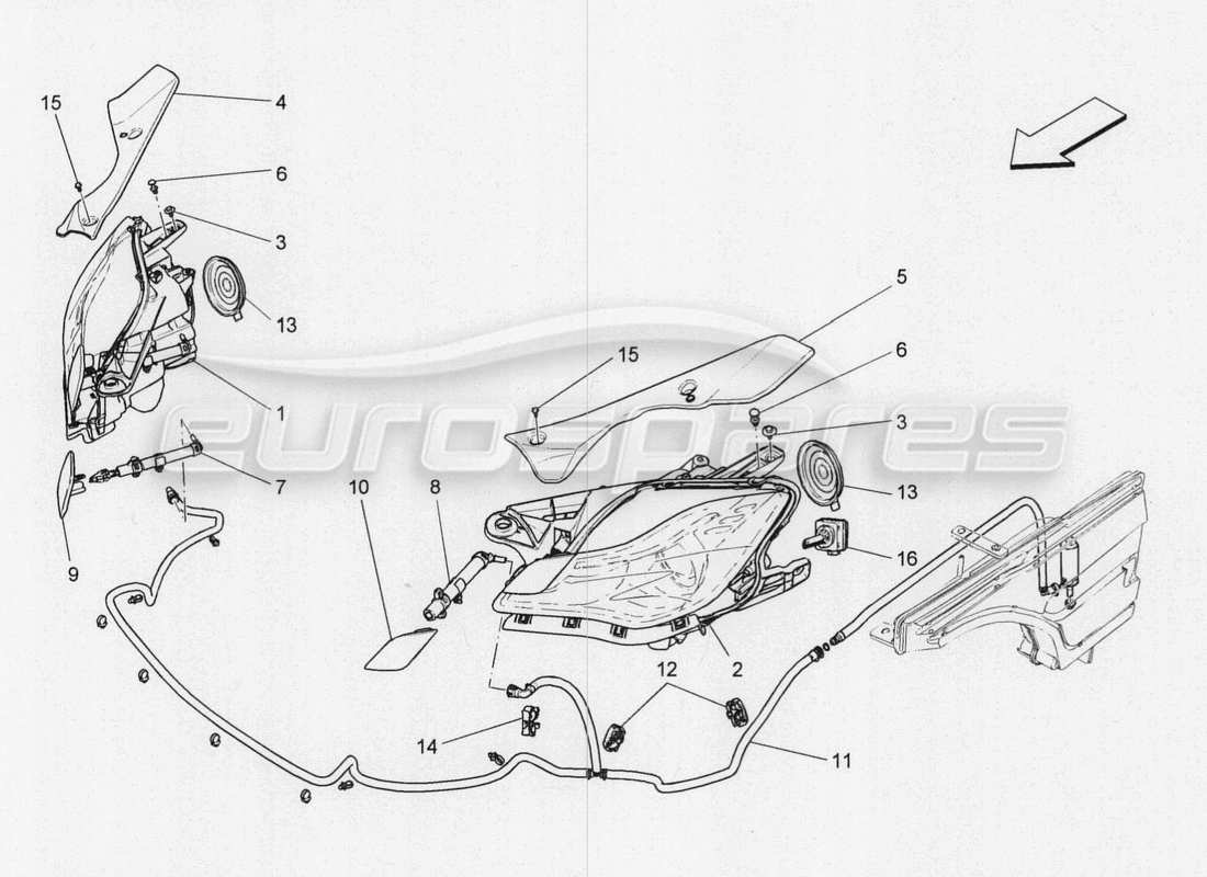 maserati qtp. v8 3.8 530bhp 2014 auto headlight clusters parts diagram