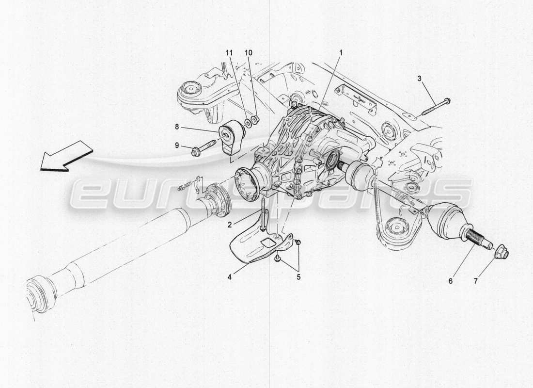 maserati qtp. v8 3.8 530bhp 2014 auto differential and rear axle shafts parts diagram