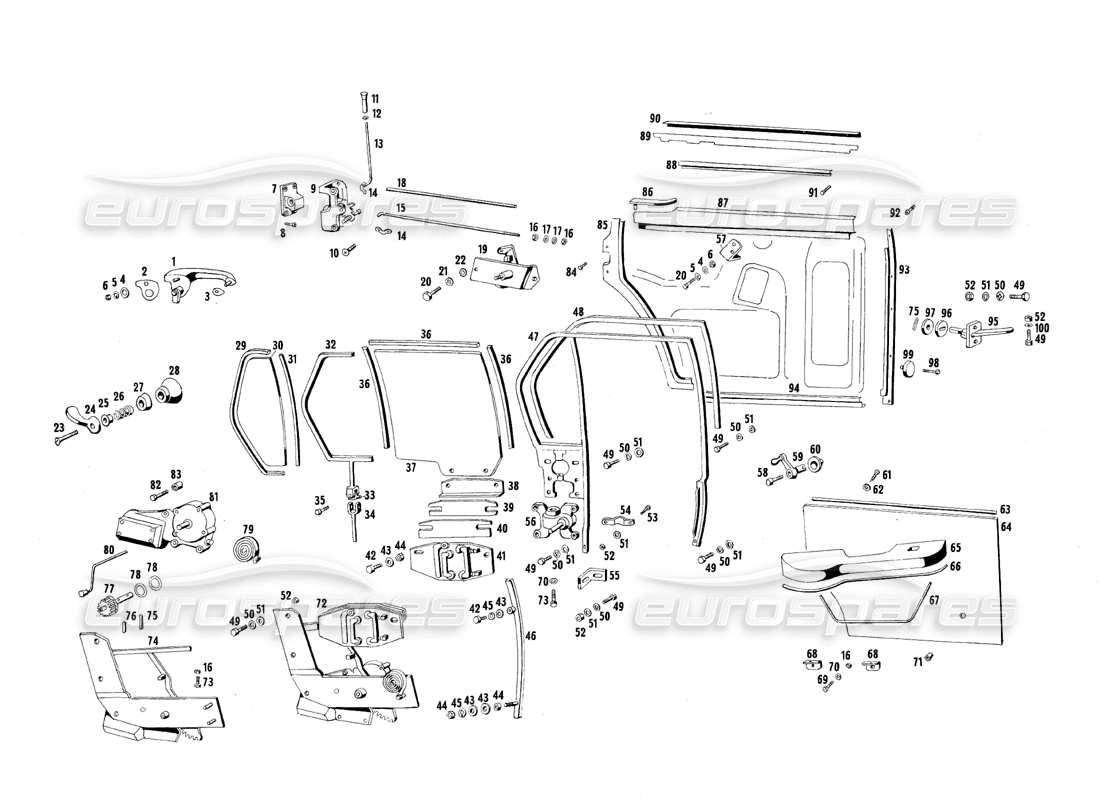 maserati qtp.v8 4.7 (s1 & s2) 1967 rear doors part diagram