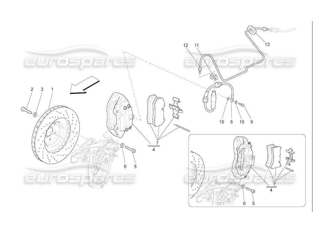 maserati qtp. (2007) 4.2 auto braking devices on front wheels part diagram