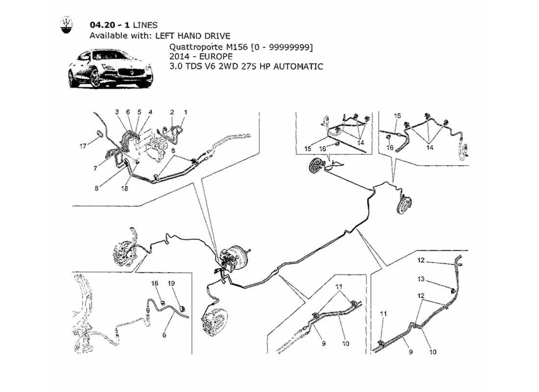 maserati qtp. v6 3.0 tds 275bhp 2014 lines part diagram