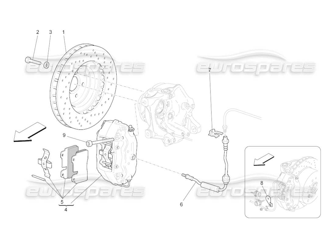 maserati grancabrio (2011) 4.7 braking devices on rear wheels part diagram