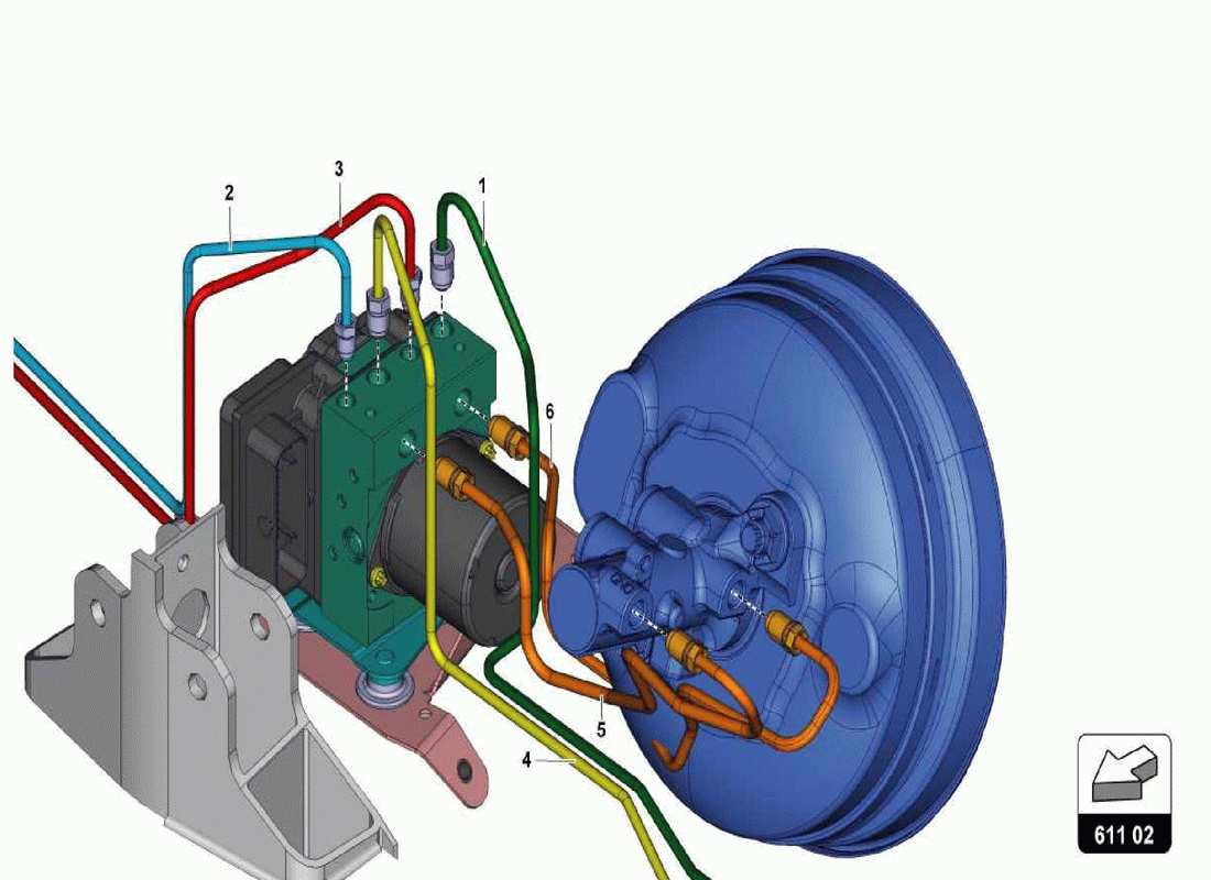lamborghini centenario spider brake servo, pipes and vacuum system parts diagram