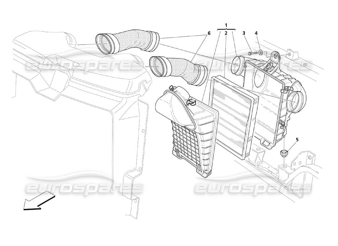 maserati qtp. (2003) 4.2 air filter, intake and conveyor part diagram