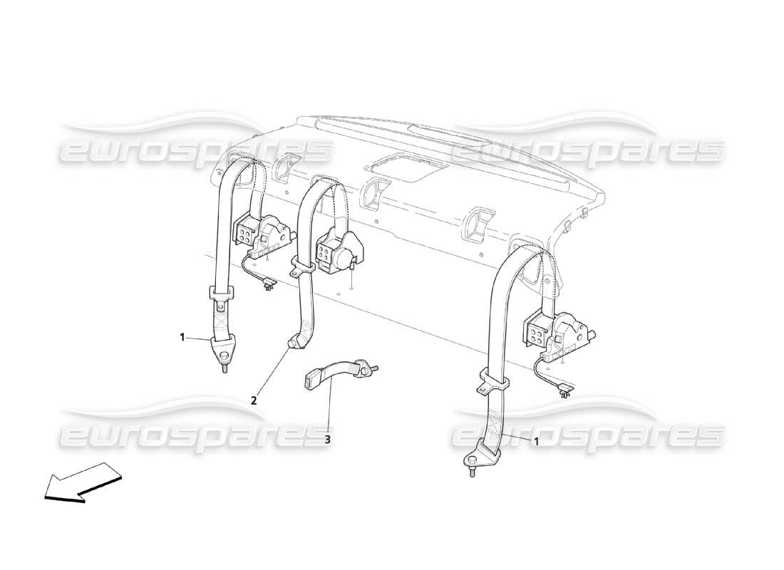 maserati qtp. (2003) 4.2 rear safety belts parts diagram