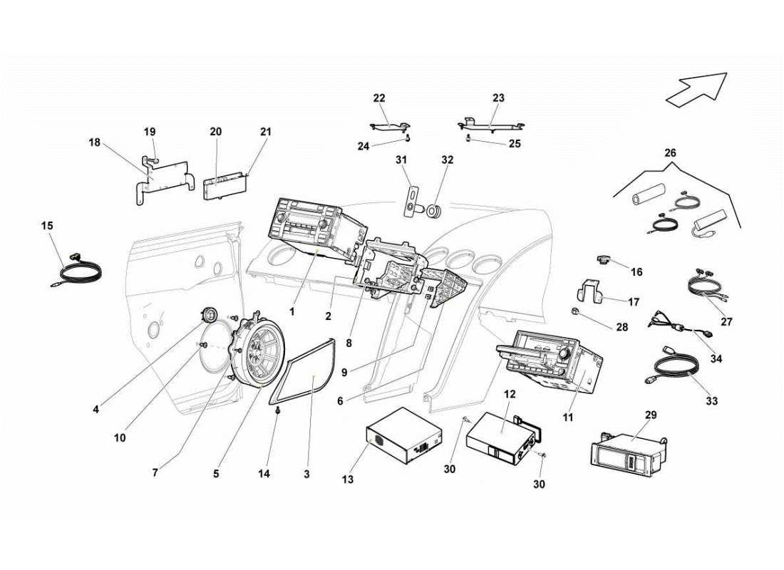 LAMBORGHINI GALLARDO STS II SC HI-FI SYSTEM PART DIAGRAM lamborghini gallardo sts ii sc hi-fi system part diagram