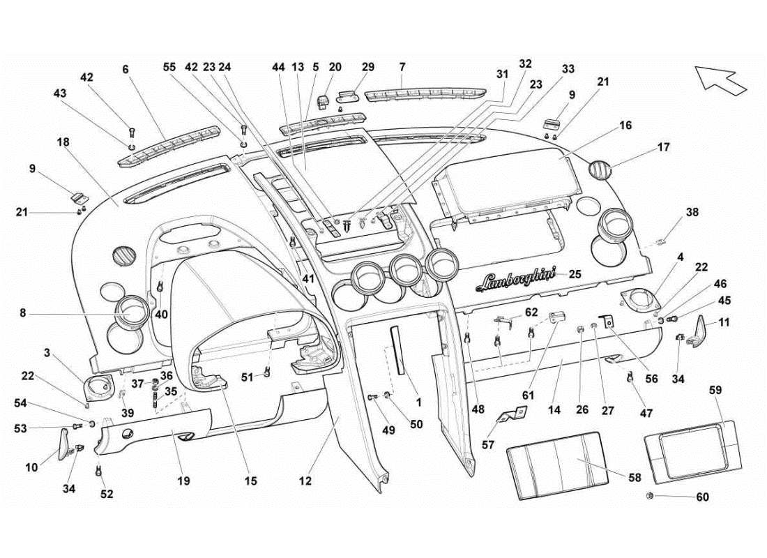 LAMBORGHINI GALLARDO STS II SC DASHBOARD PART DIAGRAM lamborghini gallardo sts ii sc dashboard part diagram