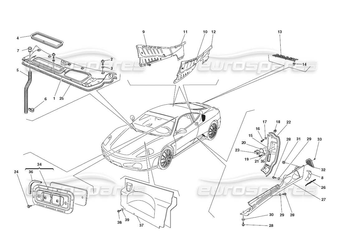 ferrari 430 challenge (2006) shields - finishing part diagram