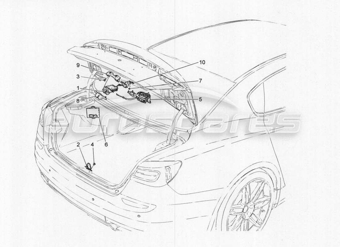 maserati qtp. v8 3.8 530bhp 2014 auto rear lid opening control parts diagram
