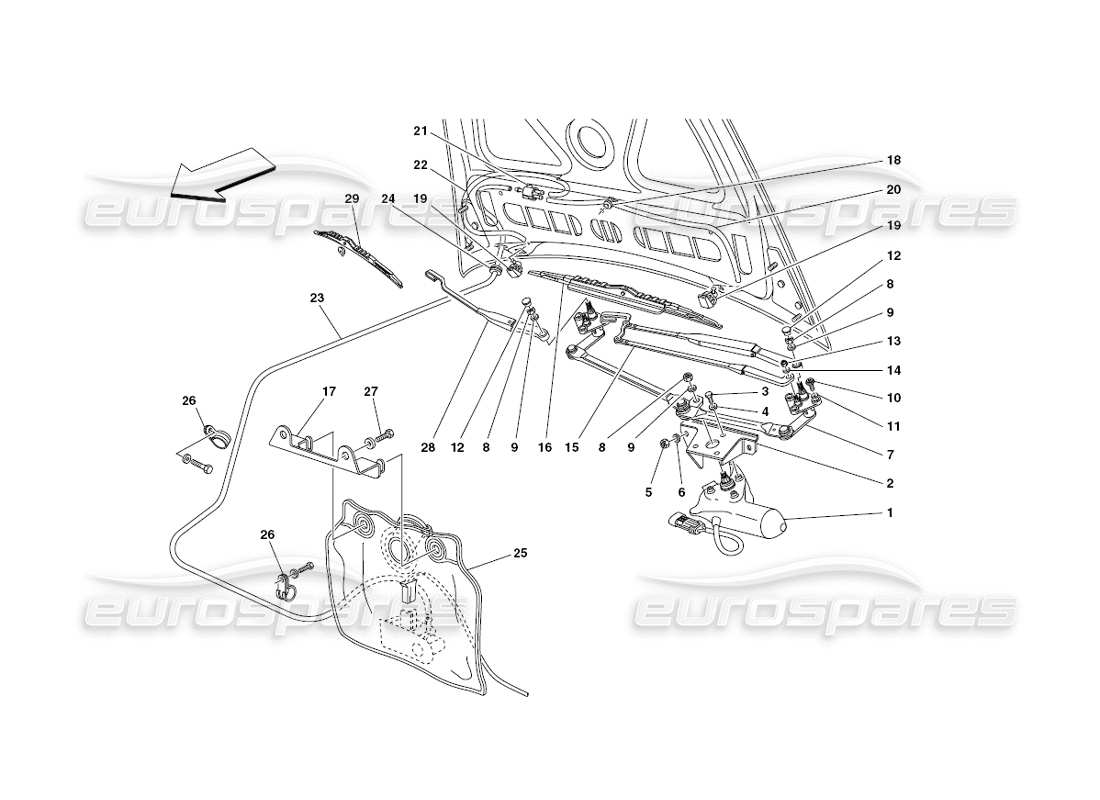 ferrari 430 challenge (2006) windshield and glass washer part diagram